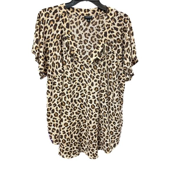 Torrid Cheetah Print Caged Neck Blouse size 2X - Picture 2 of 7